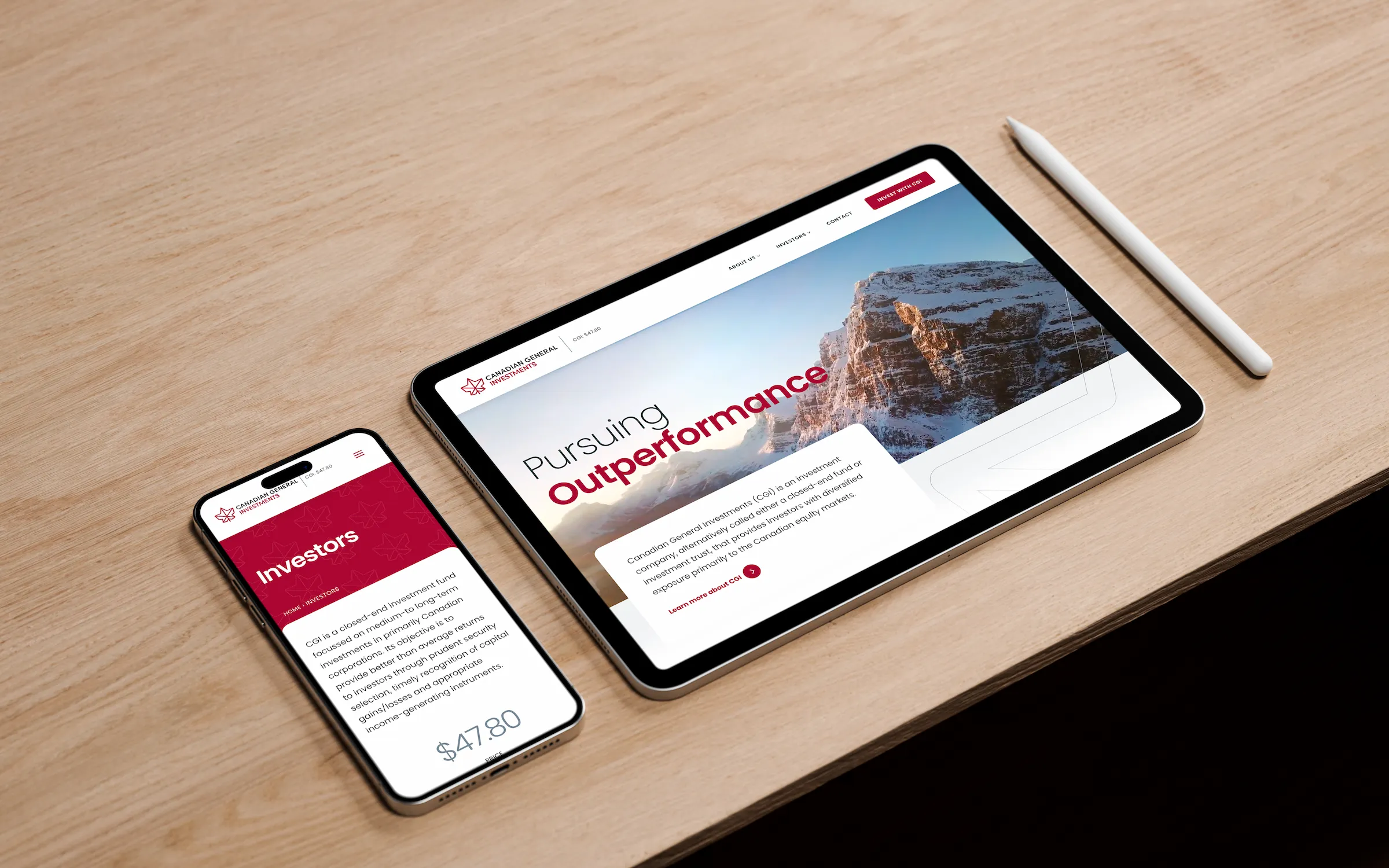 CGI homepage hero on a tablet and mobile device.