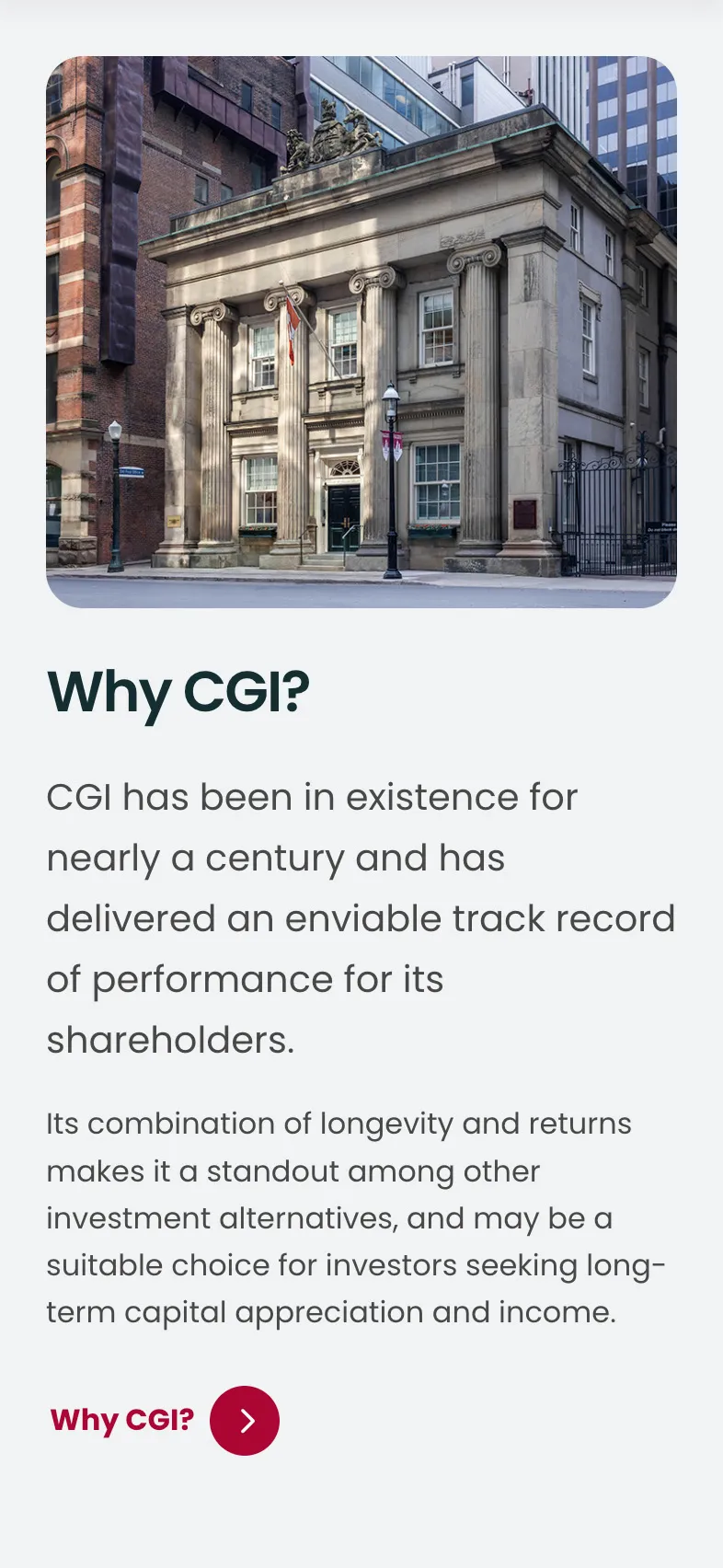 About page on mobile.