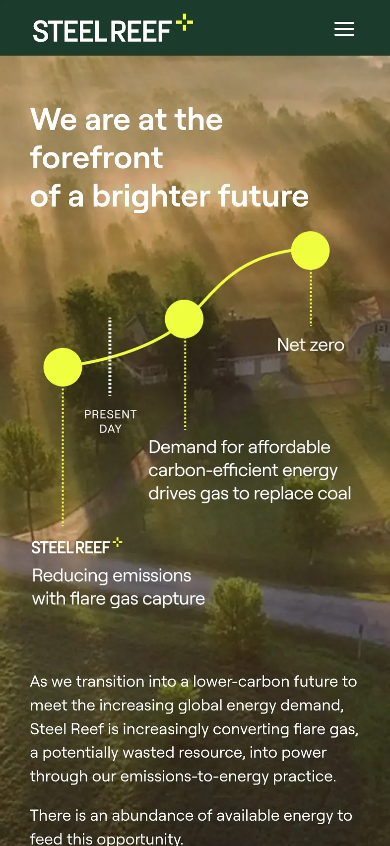 Homepage brighter future graphic on mobile.